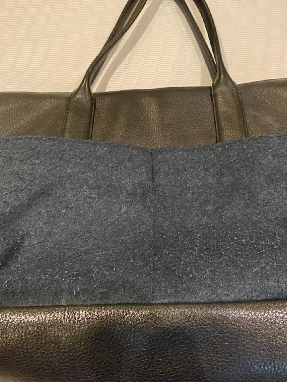 Tory Burch Tote:  Black with Navy Blue Fabric